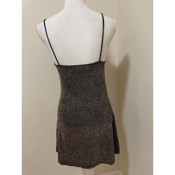 Urban Outfitters Black Multi Glitter Cowl Slip Mini Dress Size M - Picture 6 of 7